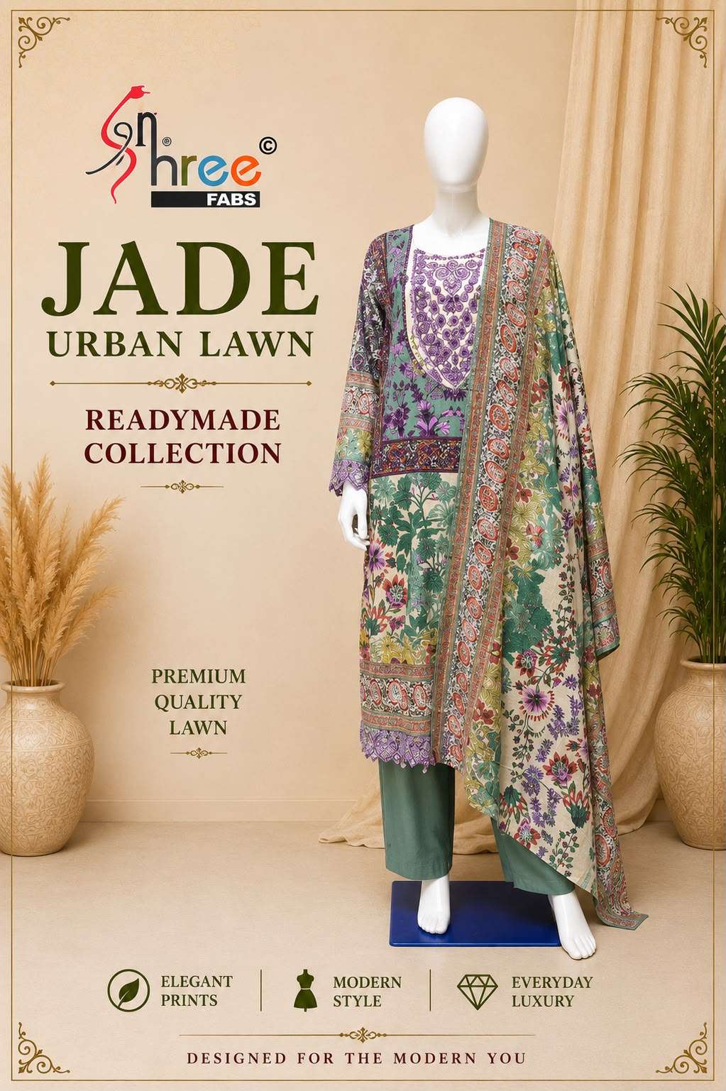 JADE URBAN LAWN READYMADE COLLECTION BY SHREE FABS - 03