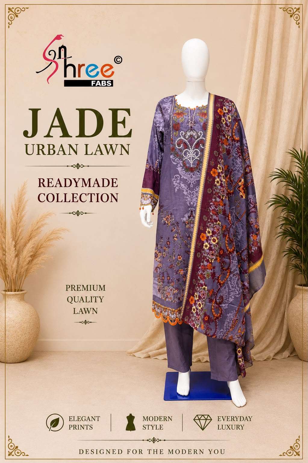 JADE URBAN LAWN READYMADE COLLECTION BY SHREE FABS - 08