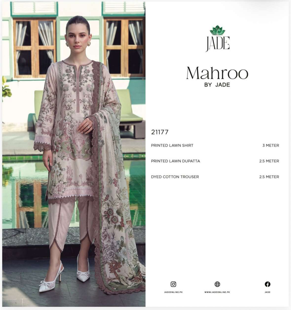 MAHROO PRINTED LAWN COLLECTION BY JADE - 01