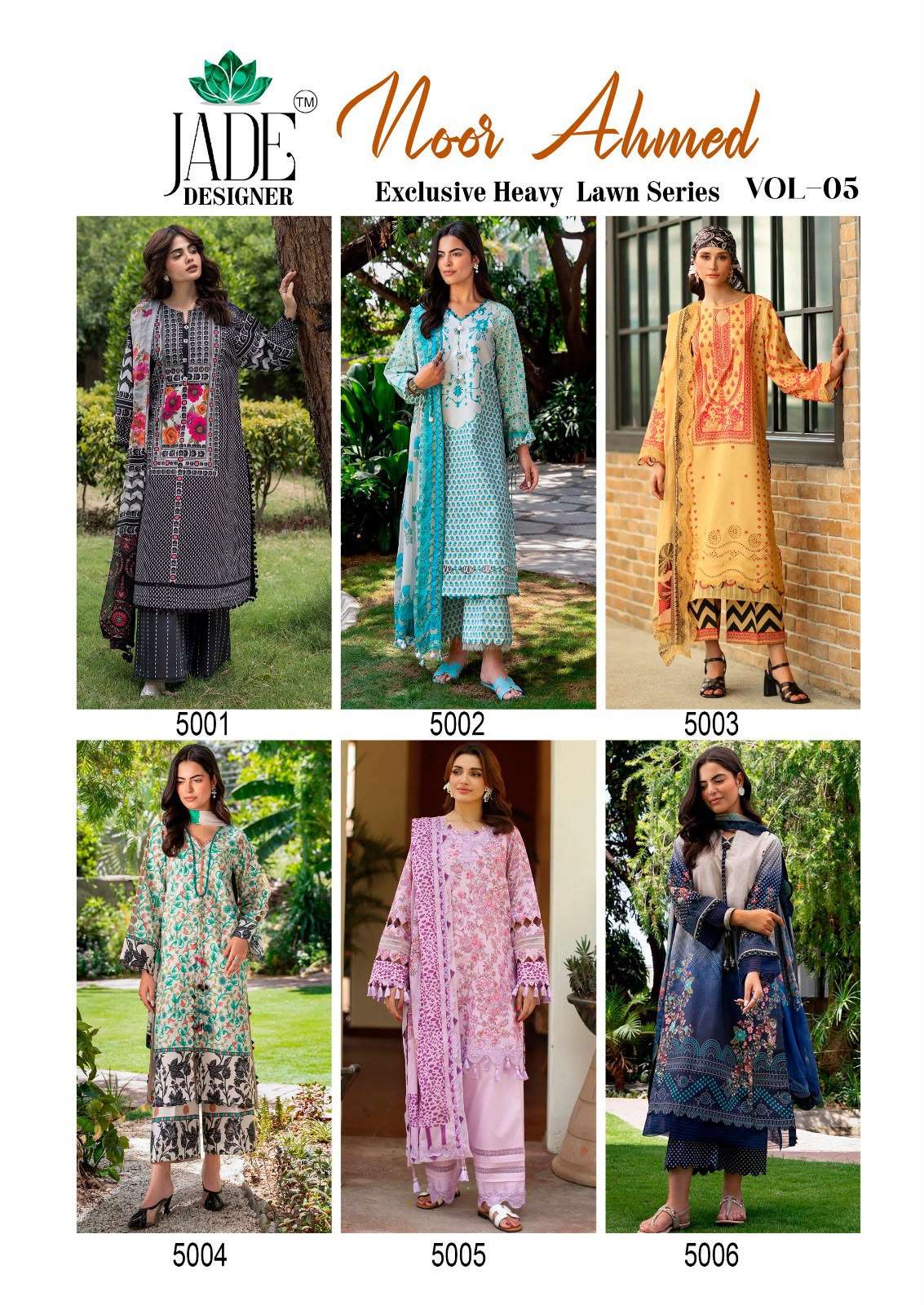 NOOR AHMED HEAVY LAWN COTTON VOL - 05 BY JADE - 01 - 06