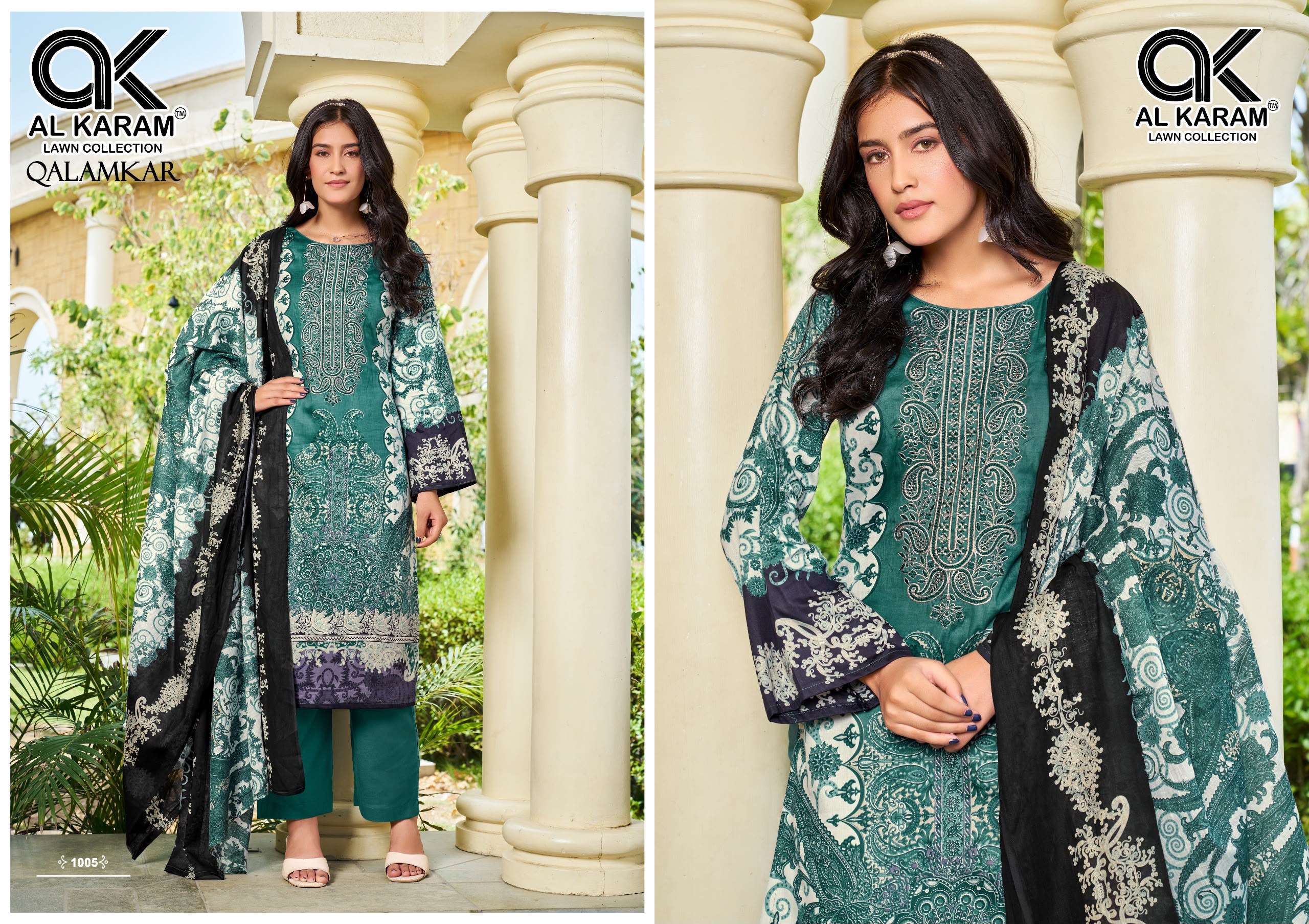 QALAMKAR SELF EMBROIDERY WORK BY AL KARAM - 05