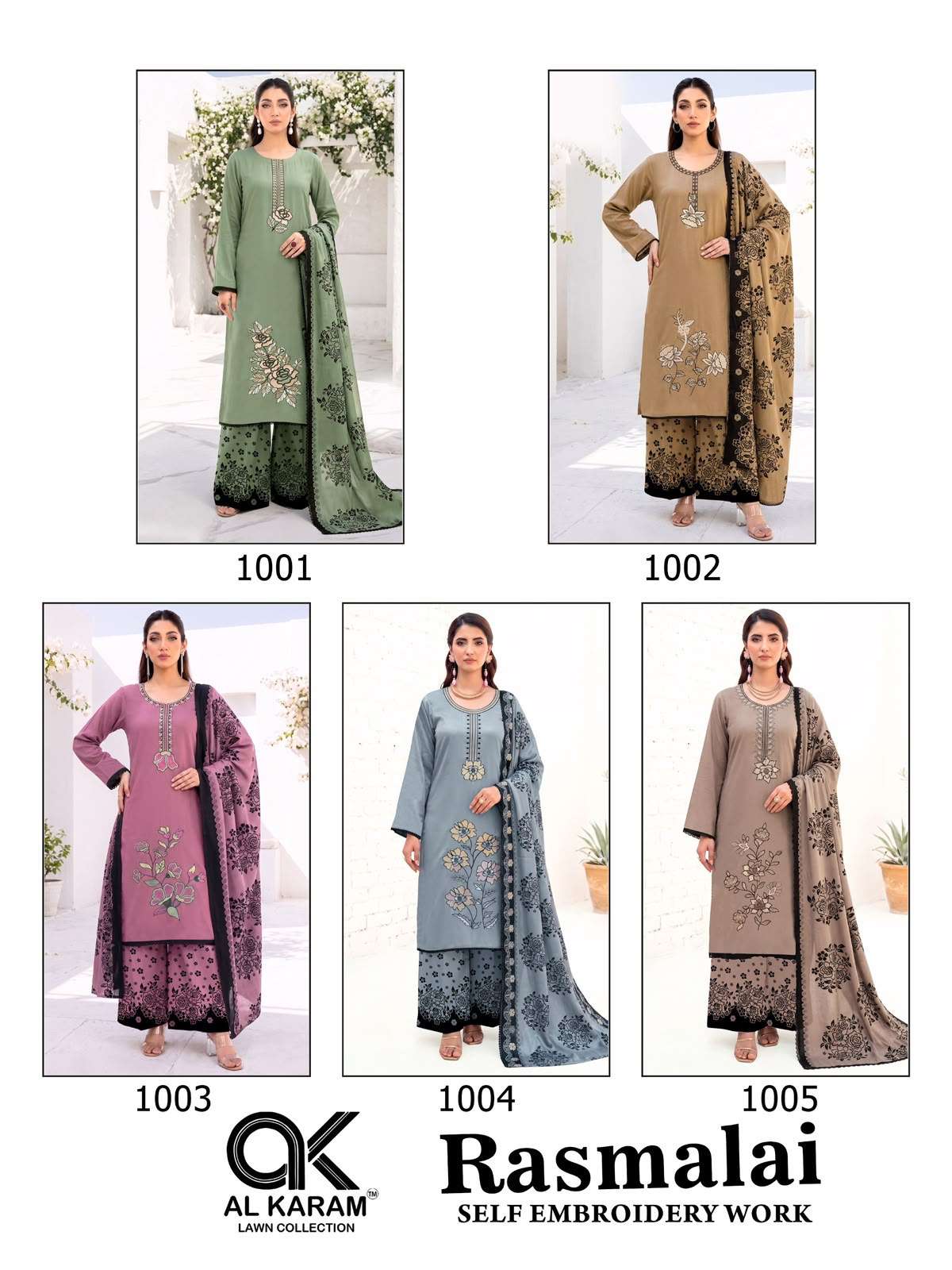 RASMALAI SELF EMBROIDERY WORK BY AL KARAM - 01 - 05