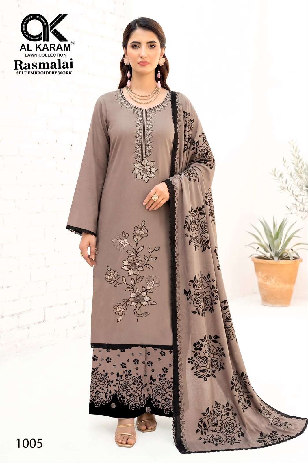 RASMALAI SELF EMBROIDERY WORK BY AL KARAM - 05