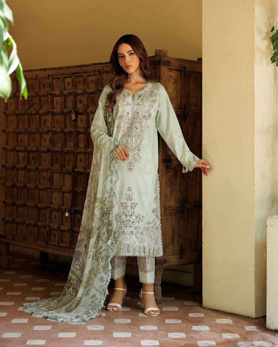 TROPICAL PREMIUM PRINTED EMBROIDERED COTTON SATIN COLLECTION BY JADE - 01
