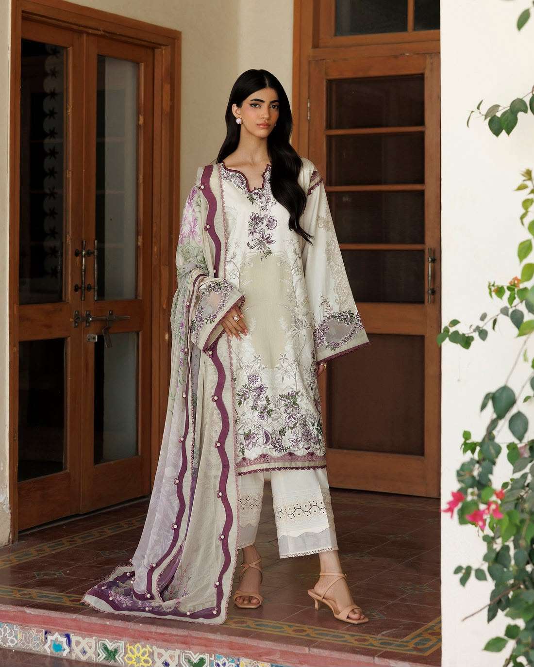 TROPICAL PREMIUM PRINTED EMBROIDERED COTTON SATIN COLLECTION BY JADE - 05