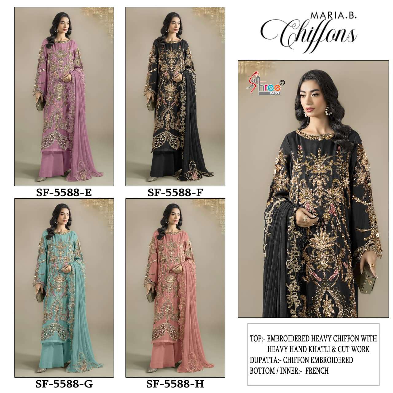 MARIA B CHIFFONS D NO. SF - 5588 BY SHREE FABS - 01 - 04