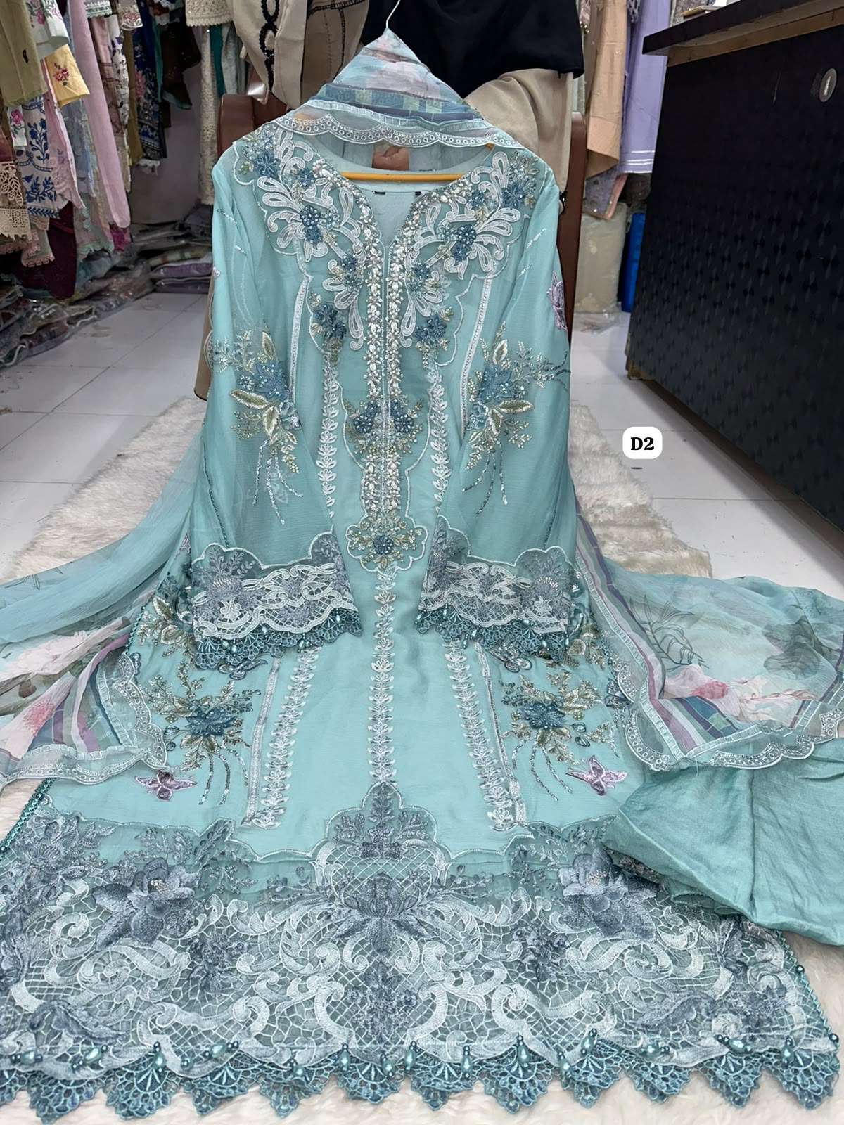 RTW BAHAAR STITCHED PURE CHIFFON COLLECTION DESIGNS OF MARIA B CHIFFON BY ZA - 03