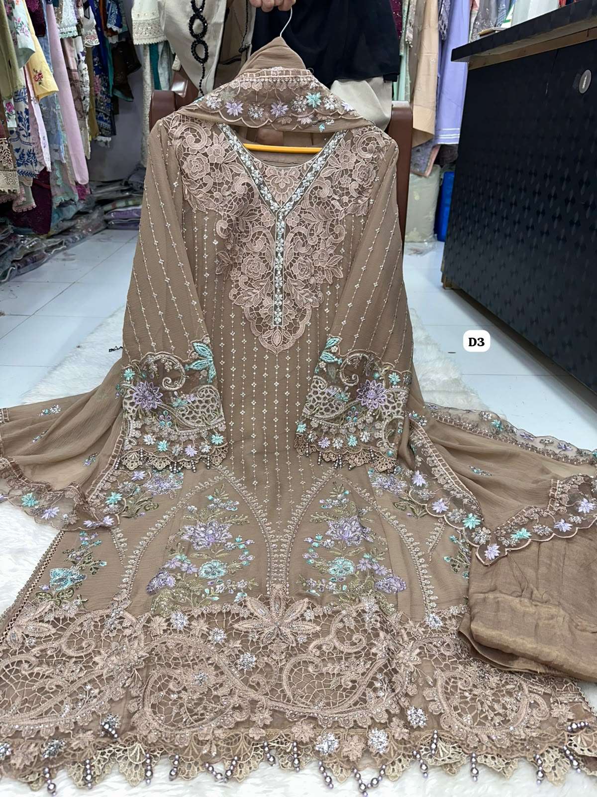 RTW BAHAAR STITCHED PURE CHIFFON COLLECTION DESIGNS OF MARIA B CHIFFON BY ZA - 05
