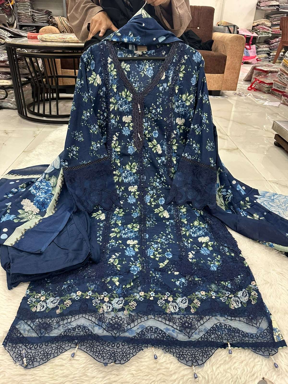 RTW Falah Premium Cotton Collection Designs Of Elaf Chikankari Code - 50227 By Falah Designer Suits - 01