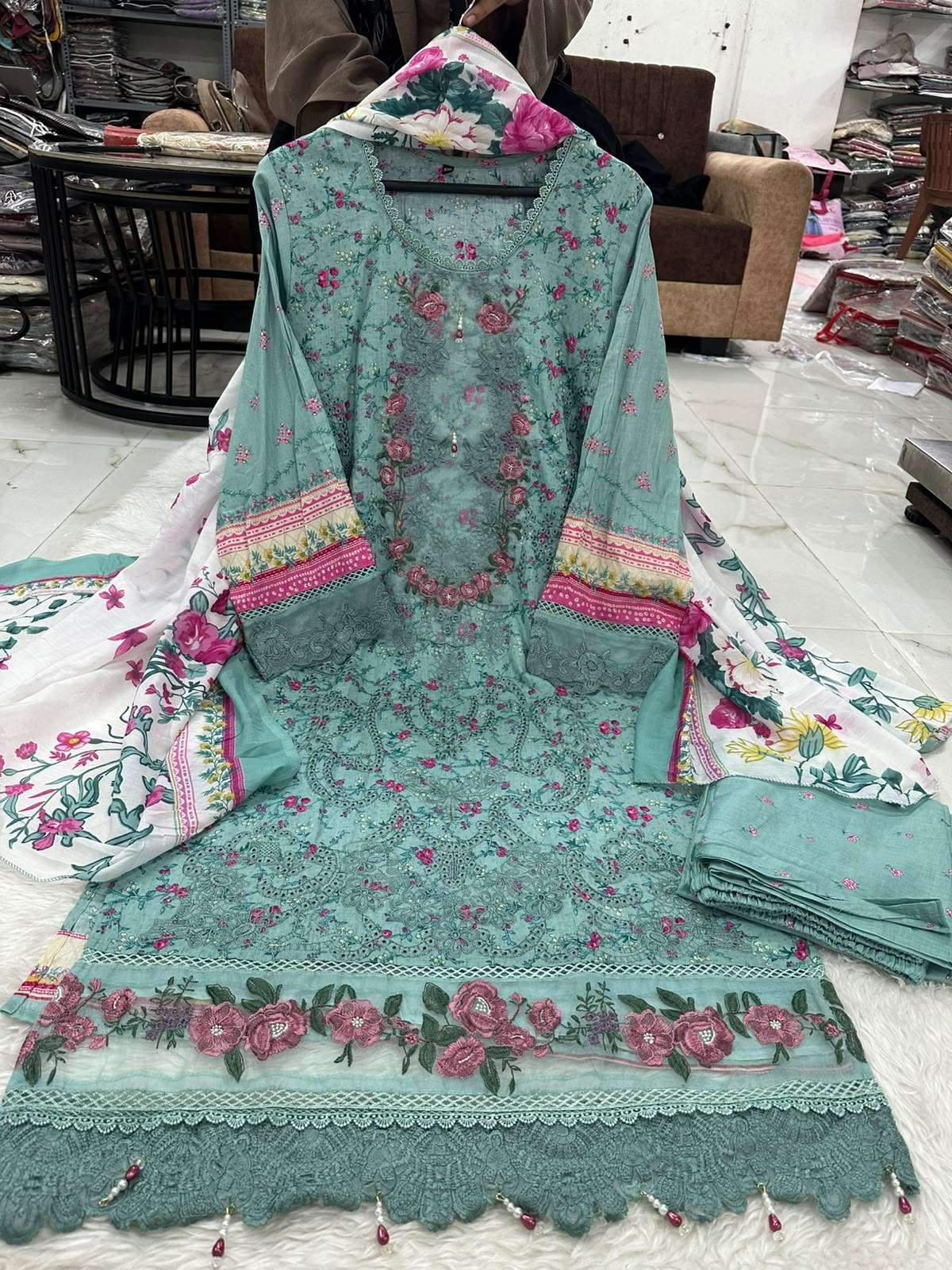 RTW Falah Premium Cotton Collection Designs Of Elaf Chikankari Code - 50227 By Falah Designer Suits - 04