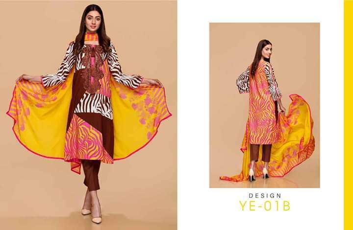 Charizma Yellow Series Embroidered Lawn Collection 2020 Vol 01 - 01B