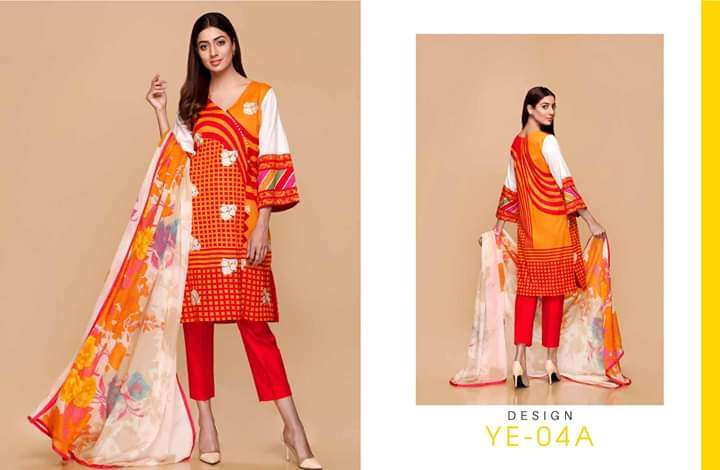 Charizma Yellow Series Embroidered Lawn Collection 2020 Vol 01 - 04A