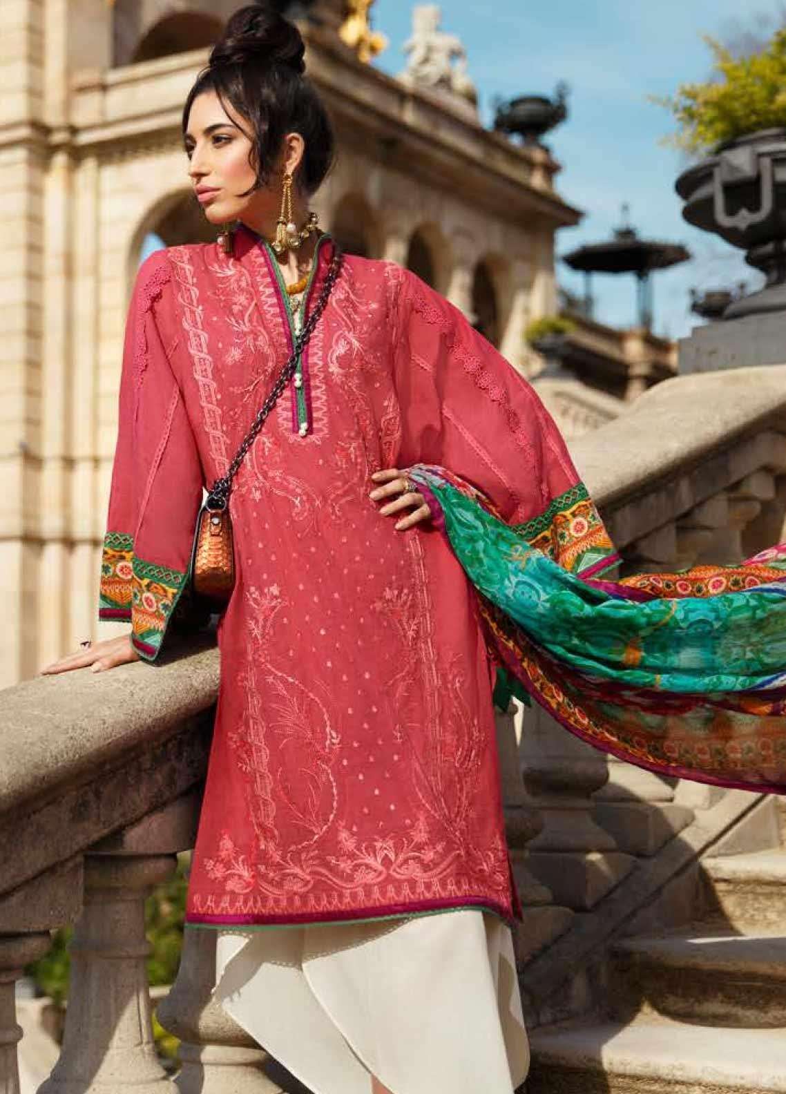 Farah Talib Embroidered Jacquard Unstitched 3 Piece Suit FTA20SS  02 May Rose Spring Summer Collection