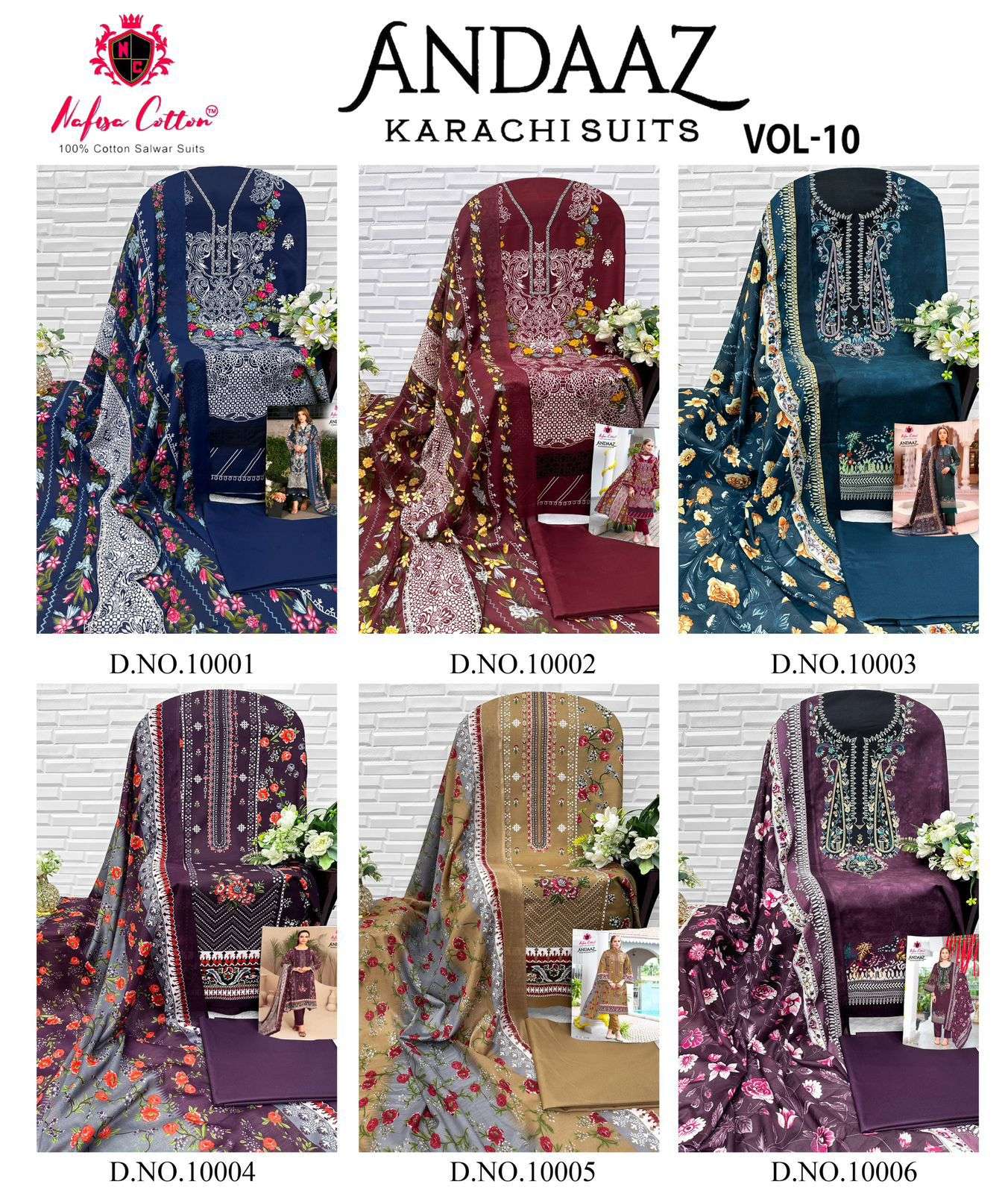 ANDAAZ KARACHI SUITS VOL 10 Open & Model by Nafisa Cotton-01-12