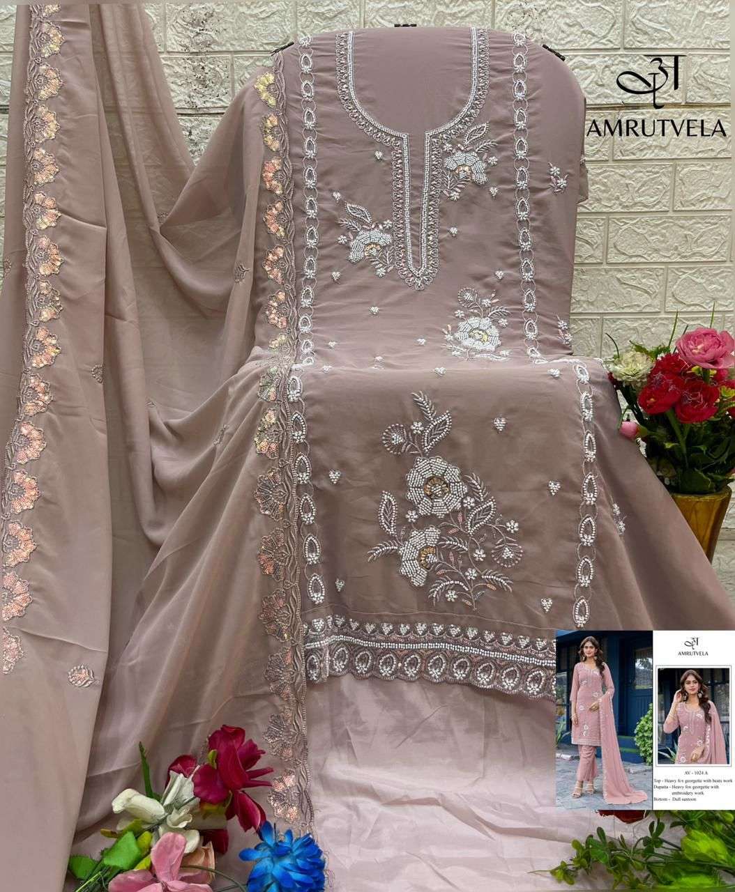 HEAVY FOX GEORGETTE COLLECTION D.NO. - AV -1024 BY AMRUTVELA - 04